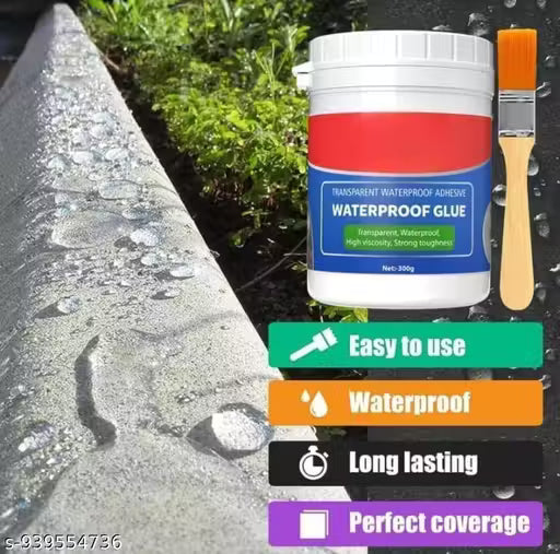 AVRIX Transparent Waterproofing Glue with Brush for Roof Leakage, Crack Seal Water Leakage Solution Indoor Outdoor, Waterproof Adhesive Sealant for Bathroom... Size:Pack of 2
